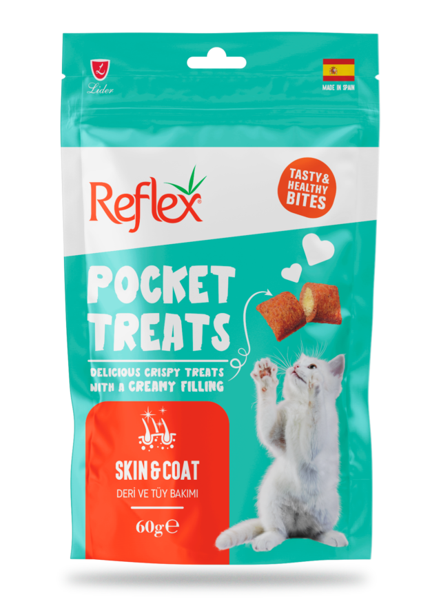 Reflex Pocket Treats / Deri ve Tüy Bakımı için Kedi Ödül Maması